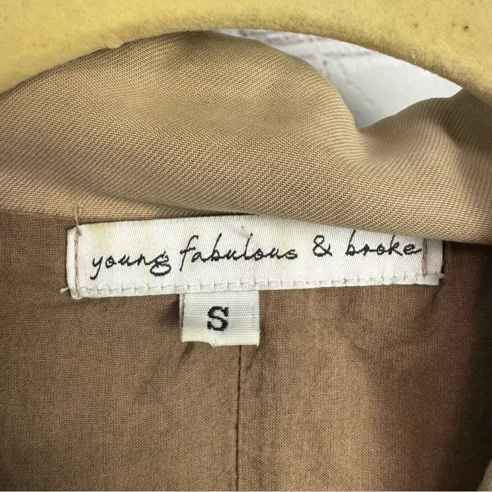 Young Fabulous & Broke YFB Clara Boho Olive Tencel utility retro jacket size SM